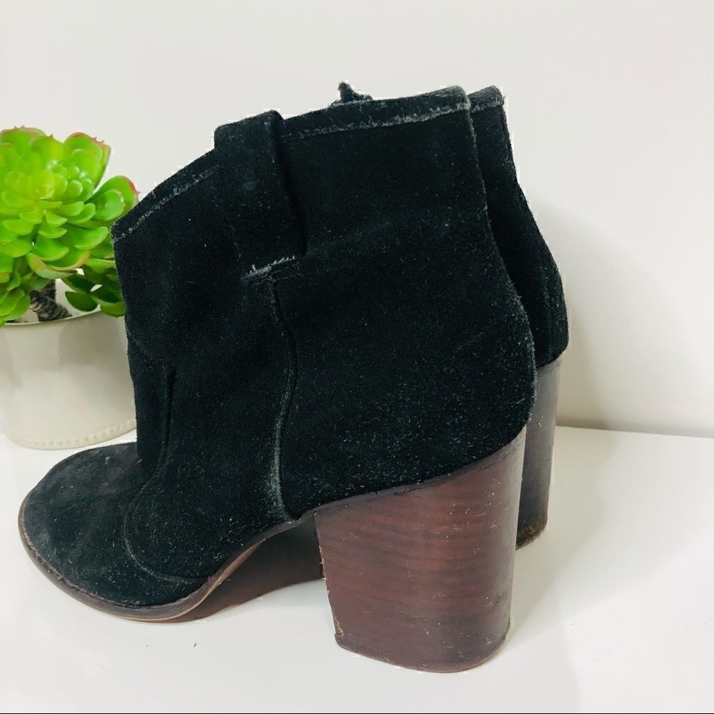 Splendid Black Suede Heeled Ankle Booties Boots - Picture 3 of 10